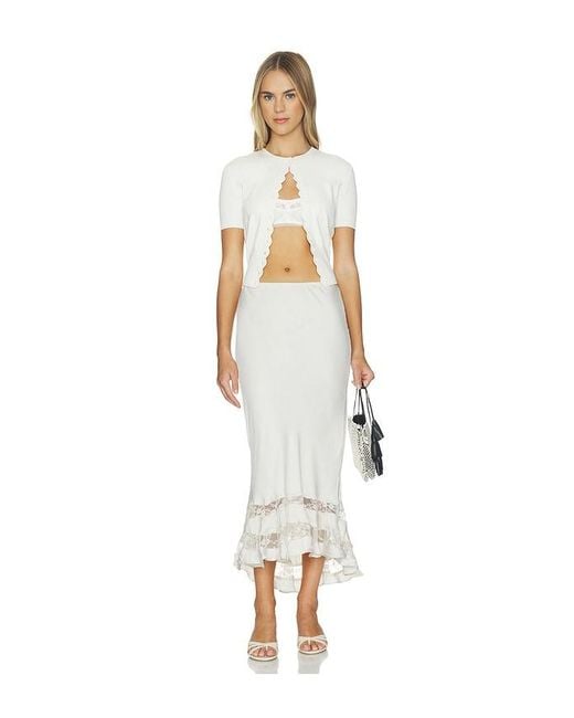 Free People White Long Lost Lover Slip Skirt