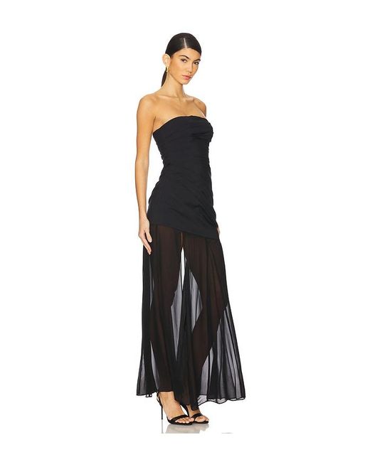 Shona Joy Black Blainey Strapless Draped Maxi Dress