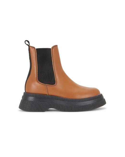 Ganni Creepers Chelsea Boot in Brown Lyst