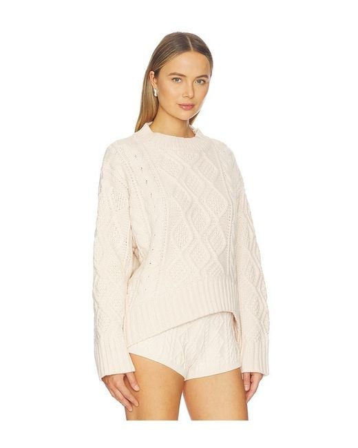 Lioness White Liaison Cable Knit Pullover
