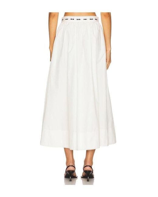 For Love & Lemons White Georgia Poplin Midi Skirt