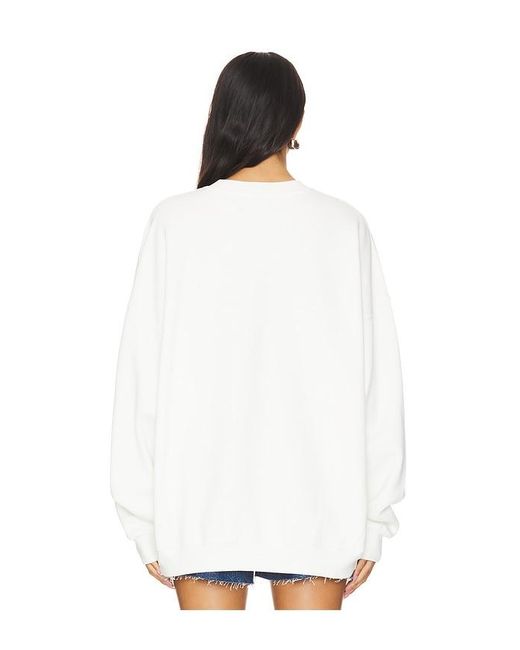 Anine Bing White Miles Letterman Sweatshirt