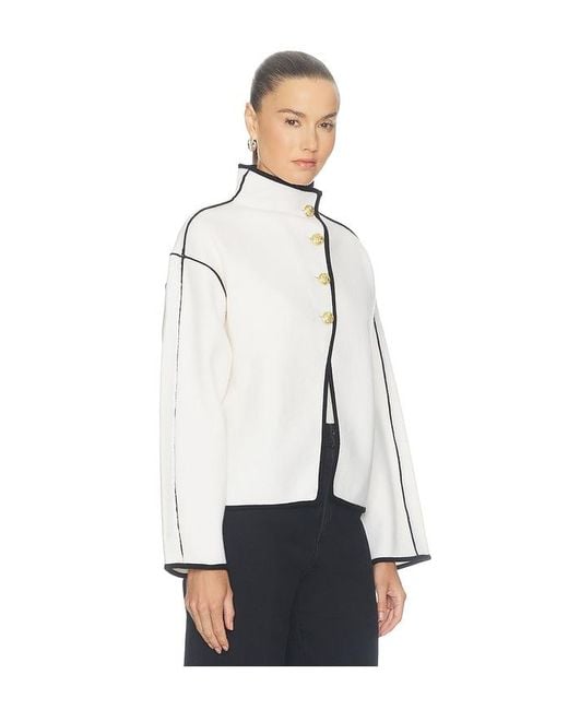 Alice + Olivia White Pearson Collared Sweater Jacket