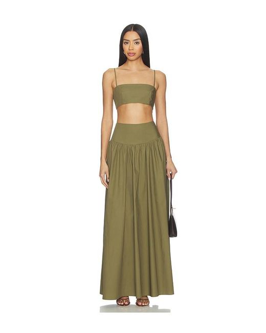 Susana Monaco Green X Revolve Poplin Drop Waist Skirt