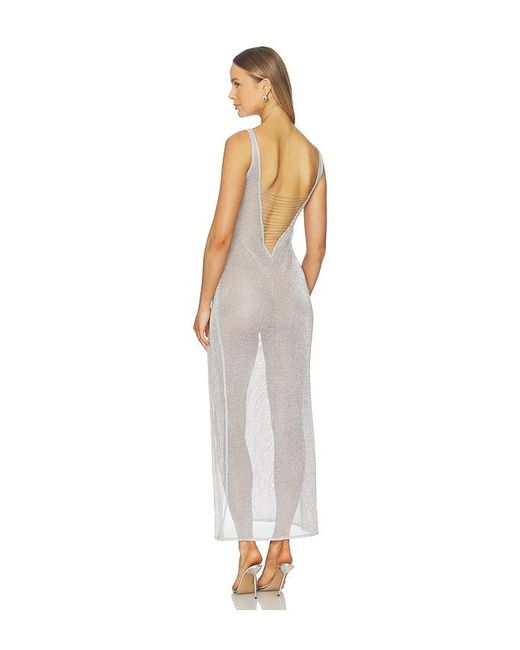 Jaded London White Lurex Knit Laddered Maxi Dress