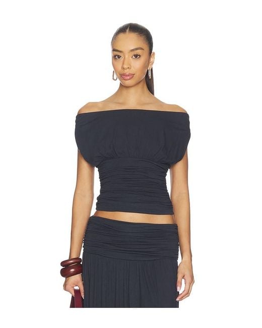 Seven Wonders Blue Avanni Off Shoulder Ruched Top