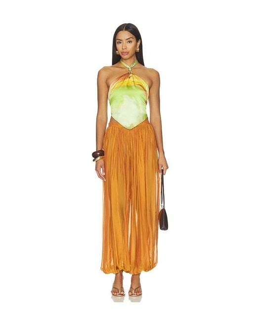 retroféte Orange Evolet Chiffon Pant