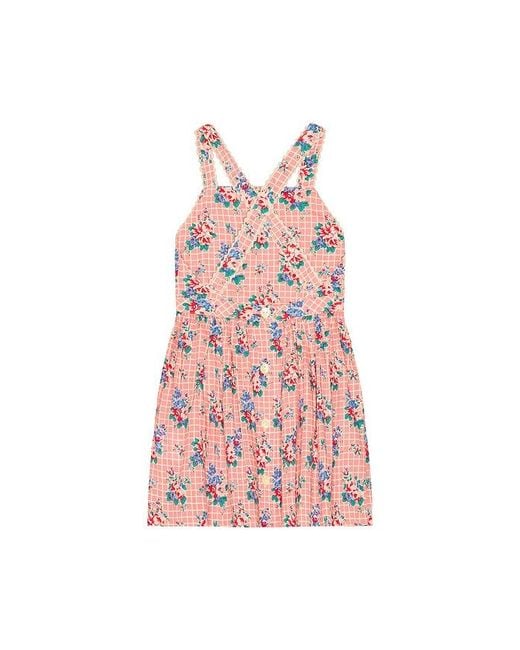 Polo Ralph Lauren Pink Sleeveless Cotton Floral Pinafore Dress