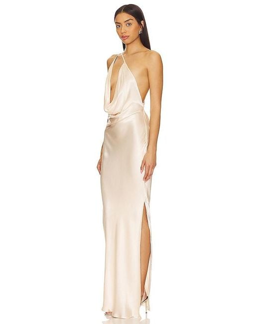 SNDY'S White Johanna Cowl Neck Maxi Dress