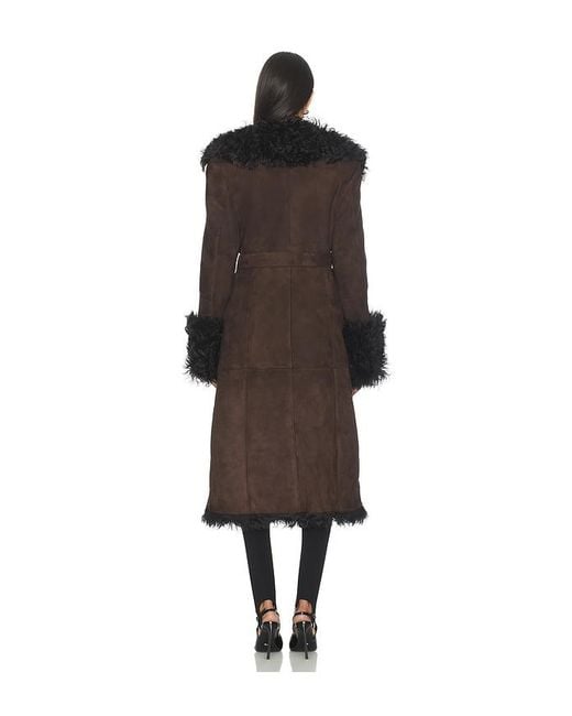 Susanna Chow Black Daphne Shearling Suede Coat