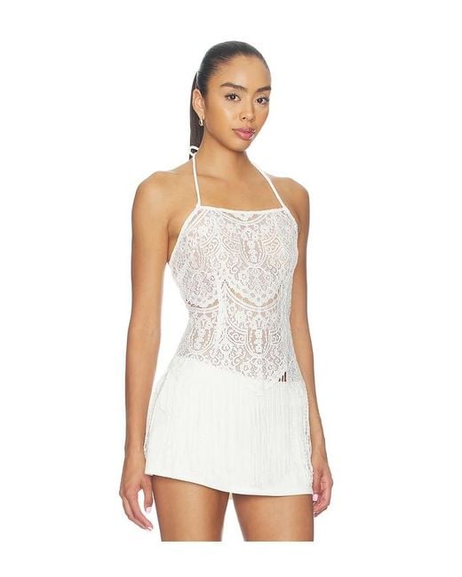 For Love & Lemons White Siren Fringe Top