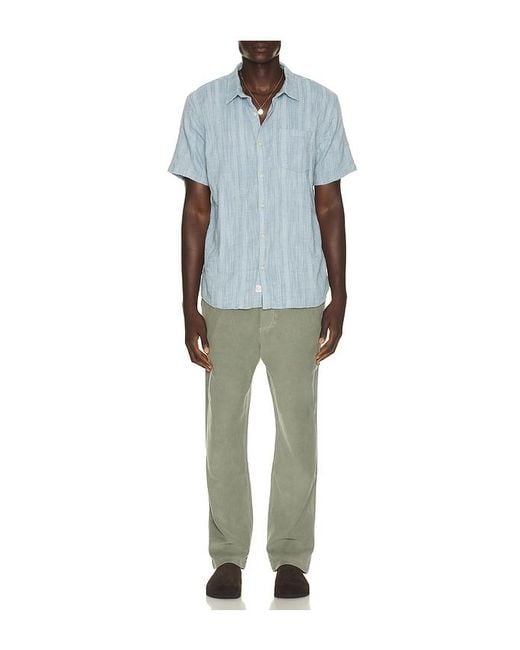 Marine Layer Blue Classic Stretch Selvage Shirt for men