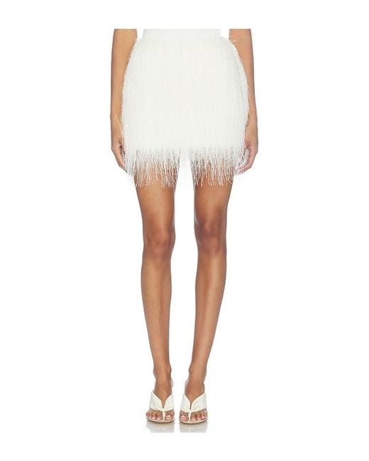AEXAE White Polyester Fringe Mini Skirt