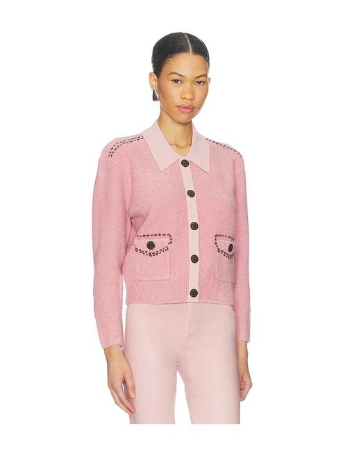 L'Agence Pink 'Agence Poetry Stitch Crop Cardigan