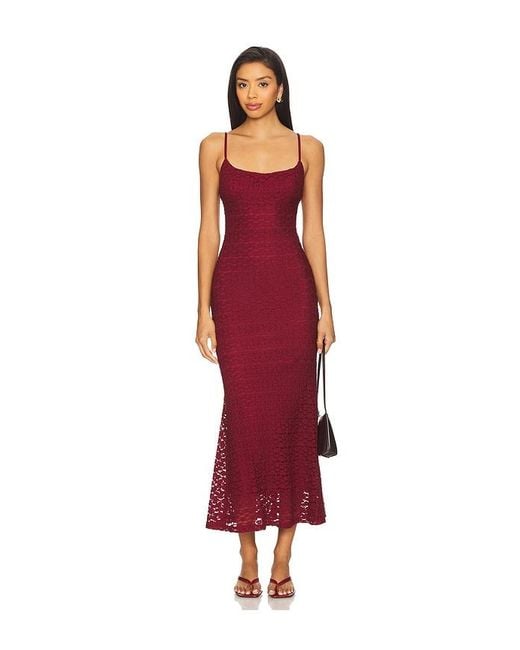 Bardot Red Louisa Mesh Midi Dress