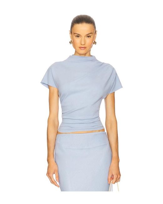 Line & Dot Blue X Revolve Walker Draped Top