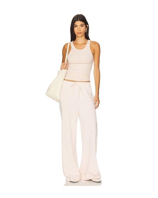 ÉTERNE White Drawstring Lightweight French Terry Wide Leg Sweatpant