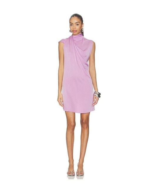 Atlein Pink Draped Neckline Sleeveless Dress
