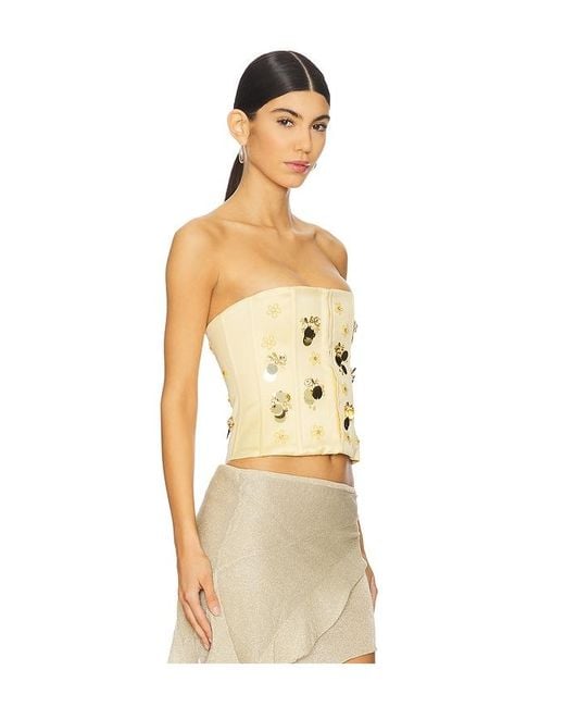 GUIZIO Yellow Embellished Satin Corset