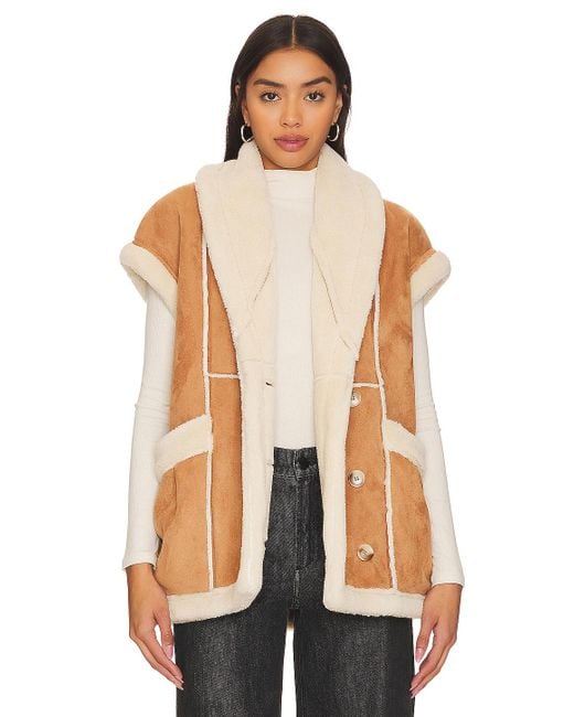 Blank NYC Faux Leather Sherpa Vest in Natural | Lyst