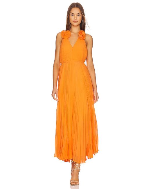 MILLY Synthetic Evie Pleated Dress in Tangerine (Orange) Lyst