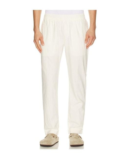 Onia White Linen Cotton Stretch Cuff Pant for men