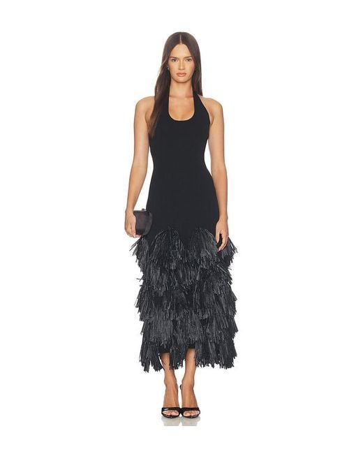Aje. Black Elva Raffia Knit Midi Dress