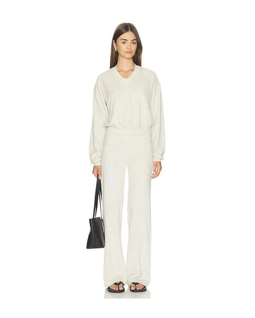ÉTERNE White Cropped V-Neck Sweatshirt