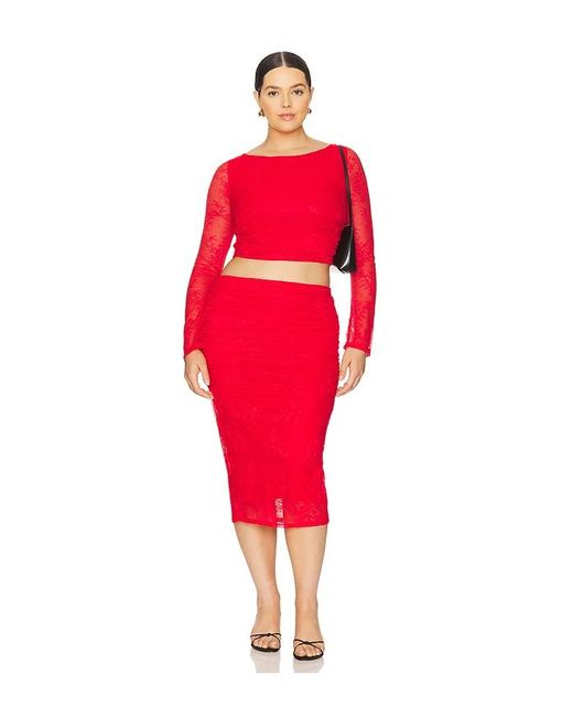 AFRM Red Noam Lace Top