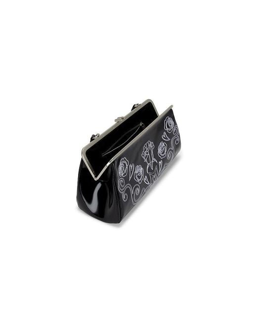 Markgong Black Large Embroidered Metal Clasp Bag