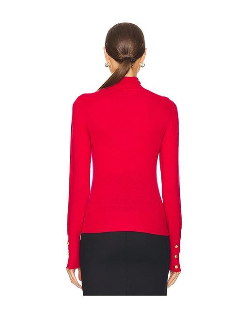 L'Agence Red Flora Turtleneck Top
