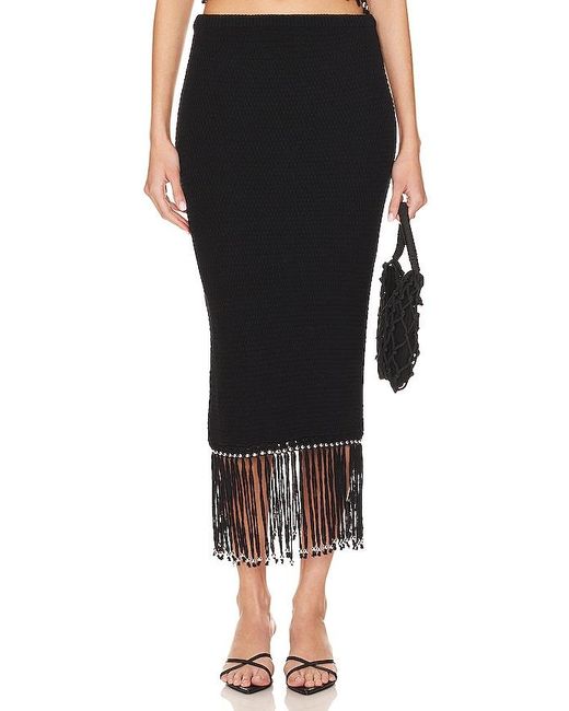 Lovers + Friends Black Bryony Fringe Skirt