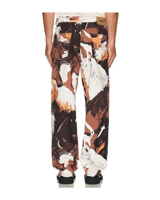 Obey Black Classic Baggy Printed Denim Pants for men