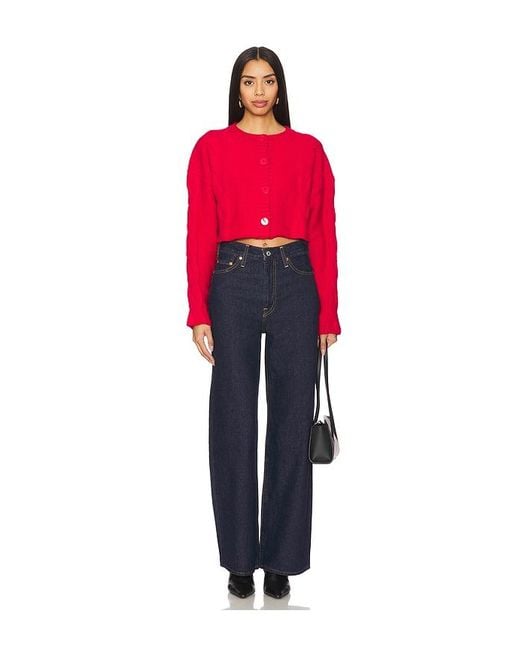 SNDY'S Red Laine Cable Cardigan