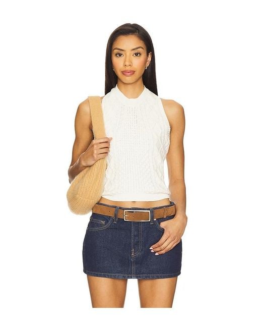 Central Park West Blue Junie Cabled Halter Top
