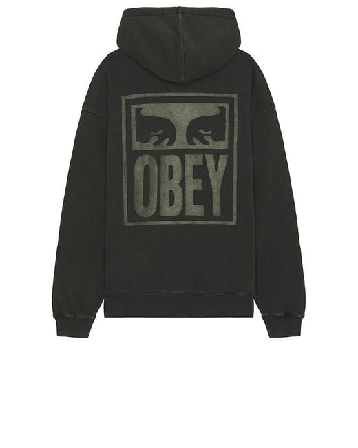 Obey Black Pigment Eyes Icon Extra Heavy Hoodie for men