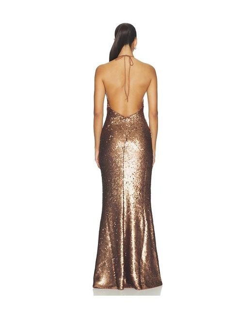 Misha Natural The Plunge Sequin Jersey Dress