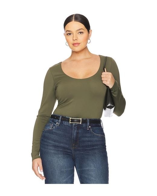 GOOD AMERICAN Blue Sculpting Scoop Long Sleeve Body