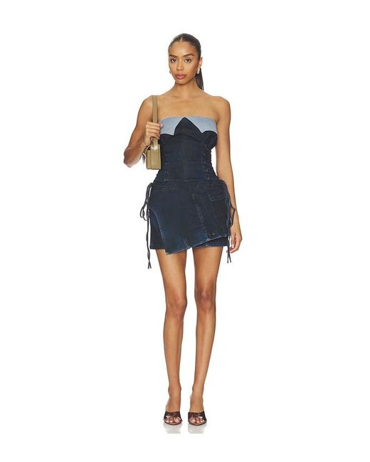 MARRKNULL Blue Dislocation Suit Bandeau Dress