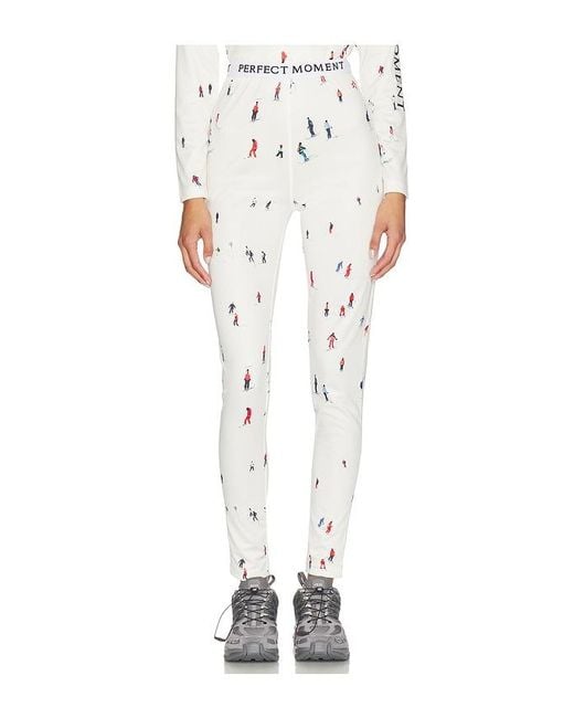 Perfect Moment White Printed Base Layer Legging