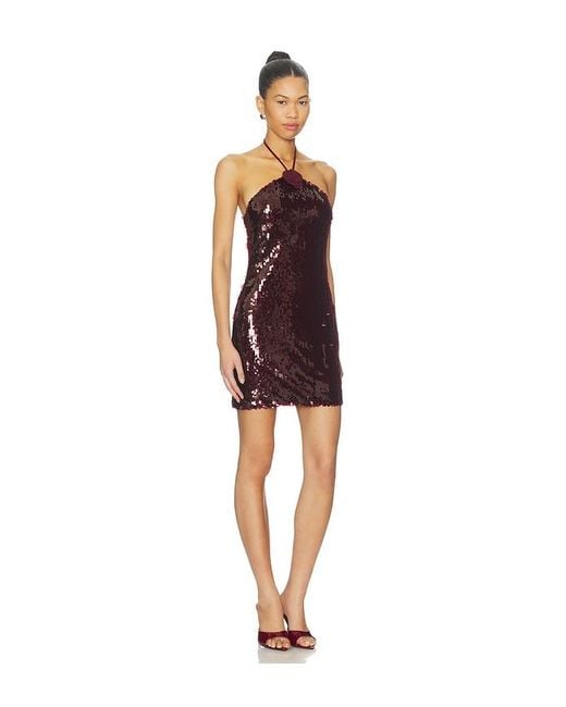 ELODIE-SANDRA SEQUIN DRESS IN RUM RAISIN