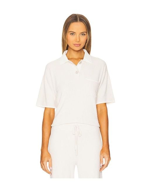 Barefoot Dreams White Cozychic Ulra Light Rolled Edge Short Sleeve