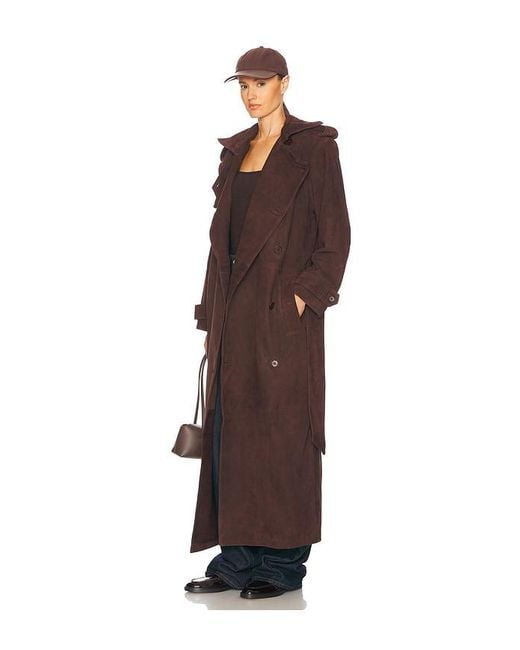 Helsa Black Suede Trench Coat