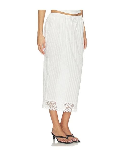 YUHAN WANG White Lace Hem Drawstring Skirt