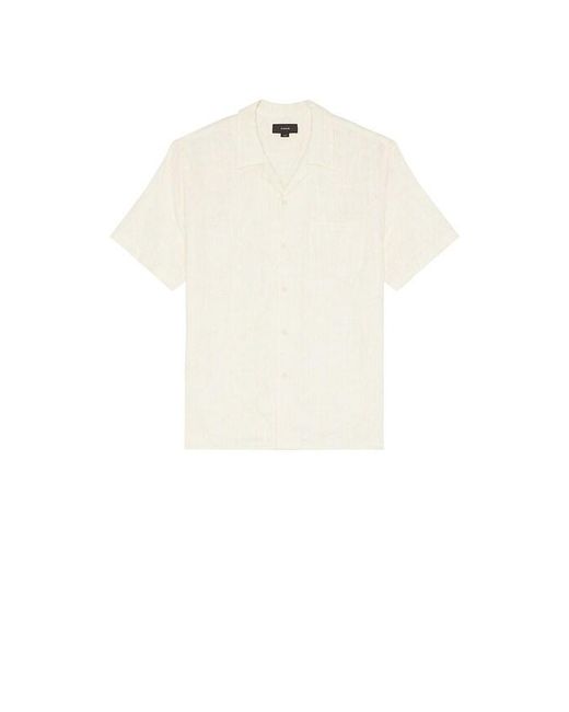 Vince White Embroidered Floral Short Sleeve Cabana Shirt for men