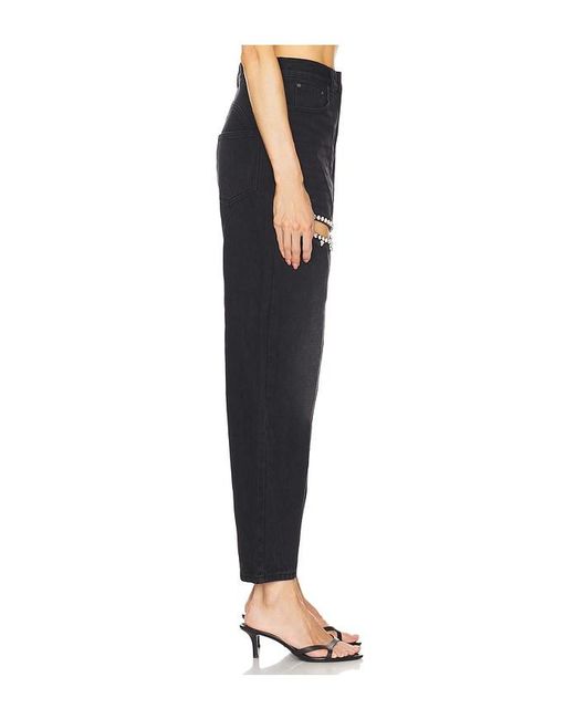 Area Black Crystal Slit Jeans