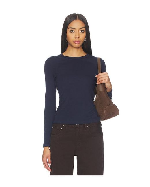 Enza Costa Blue Supima Classic Long Sleeve Tee