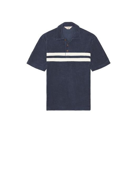 Faherty Brand Blue Cabana Towel Terry Surf Stripe Polo for men