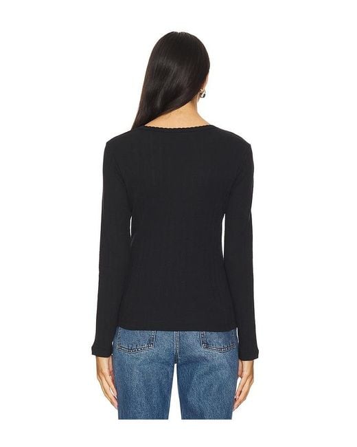 Leset Black Pointelle Long Sleeve
