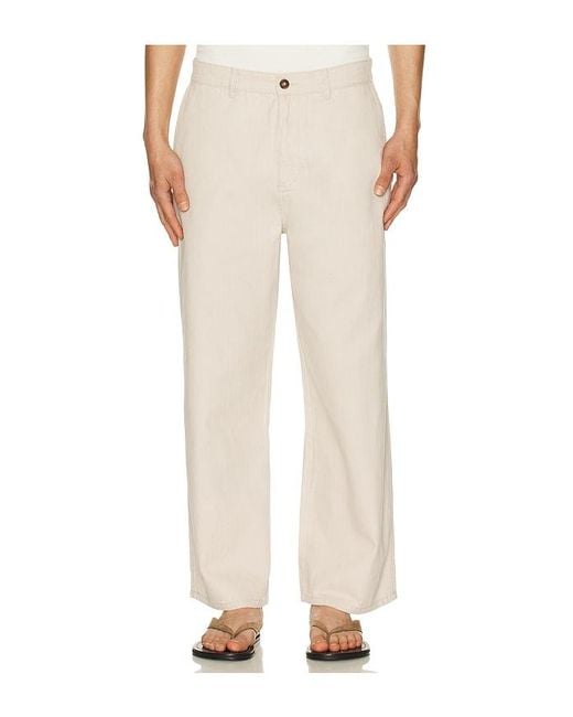 Rhythm White Relaxed Herringbone Pant for men